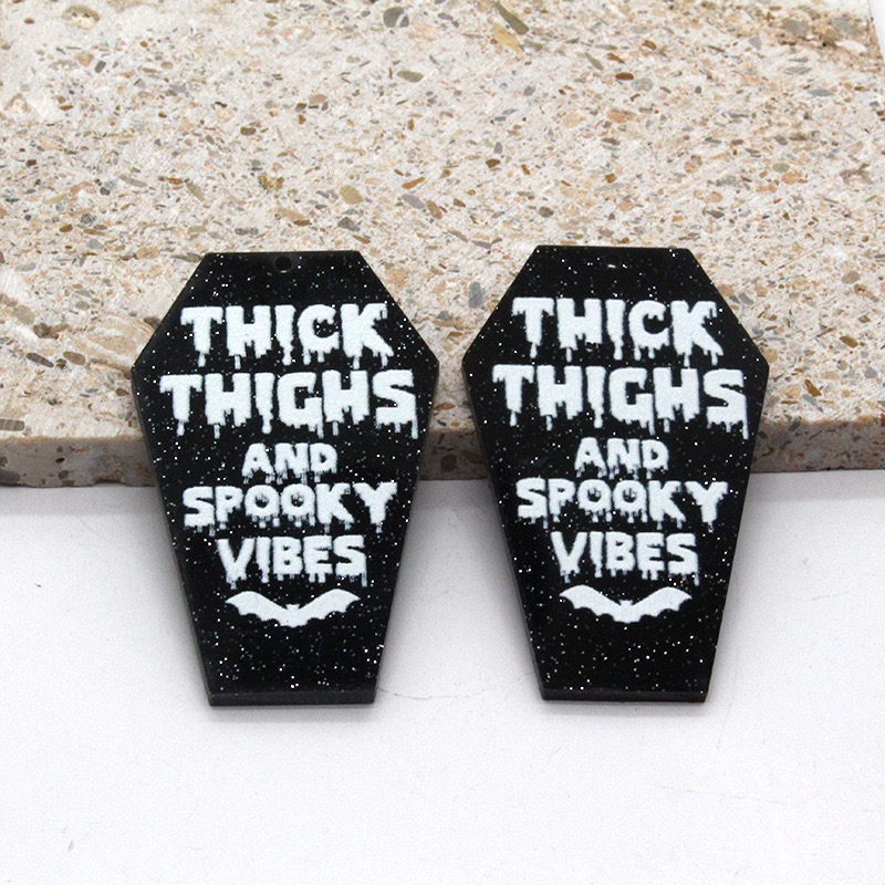 Jewelry Making Quotes - 10pcs acrylic dark coffin quote pendant,
