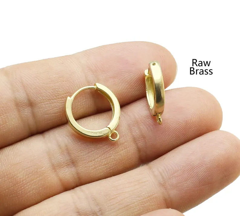 Jewelry Making Earring Supplies - 10pcs Brass Ear Hoops, Leverback Earring