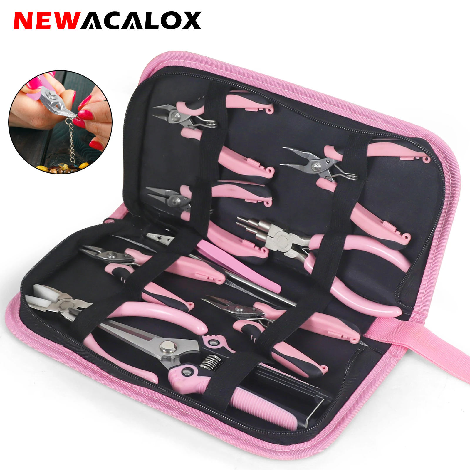 Jewelry Making Pliers Set - NEWACALOX Mini Jewelry Pliers Carbon Steel