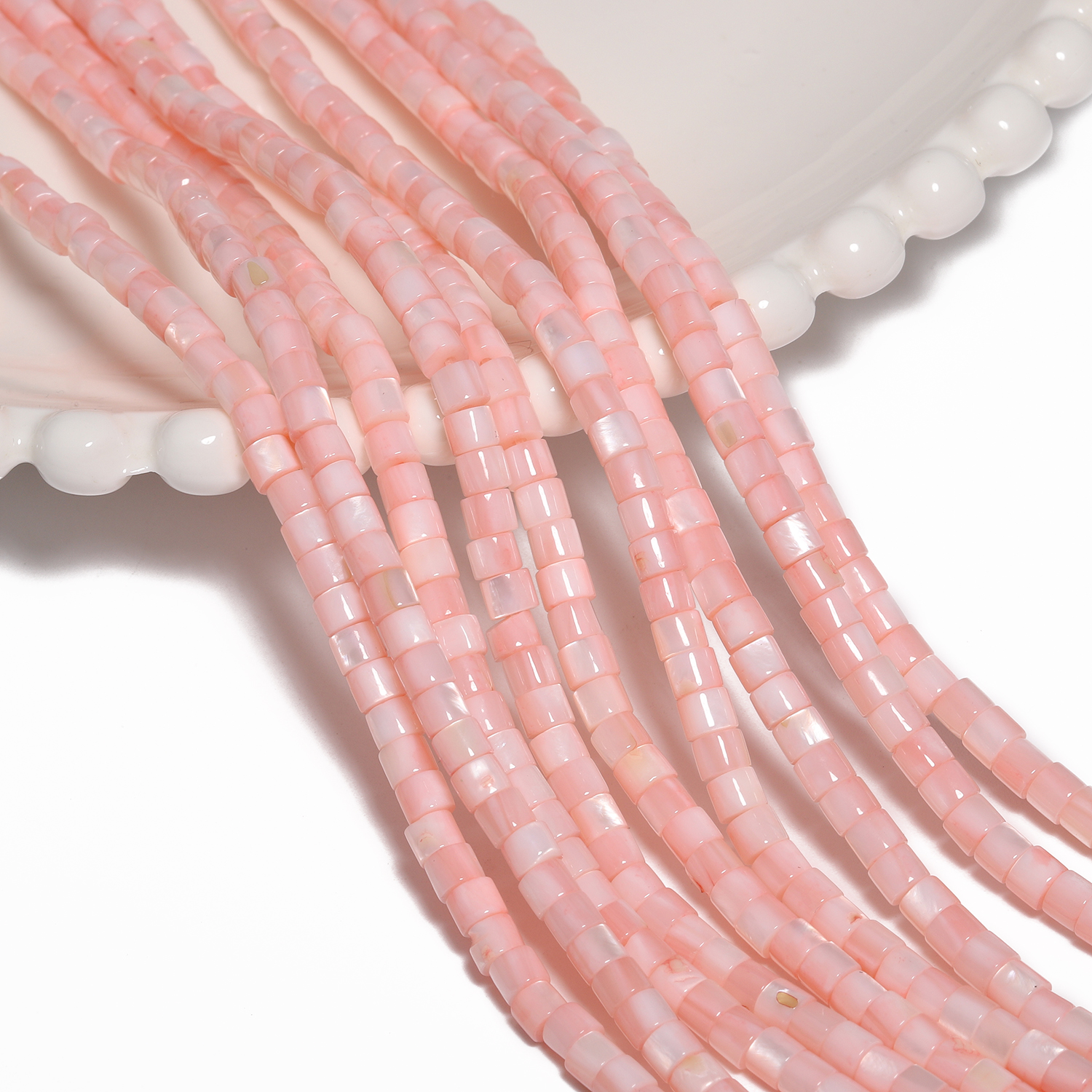 Seed Bead Tube - Pink Shell Pearl Natural Stone Beads