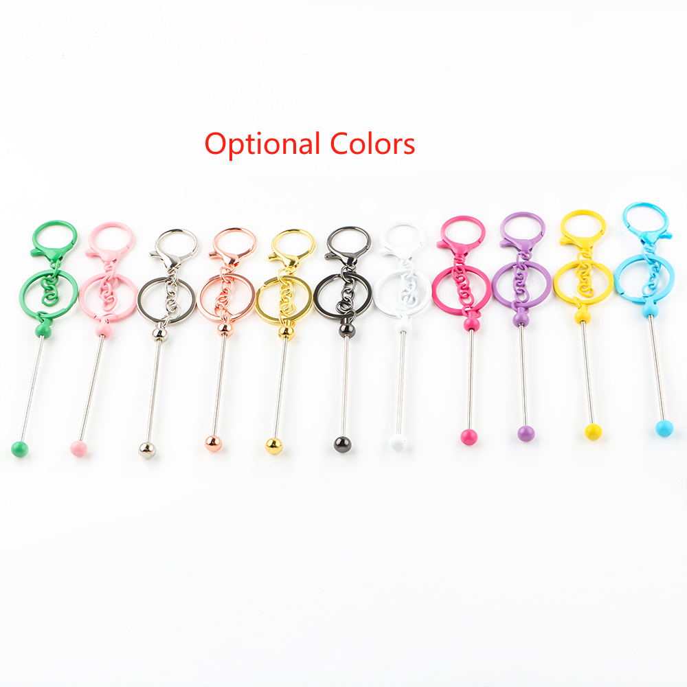 Jewelry Making Ideas - Wholesale 50/100/200Pcs Metal Beaded Keyring Beadable