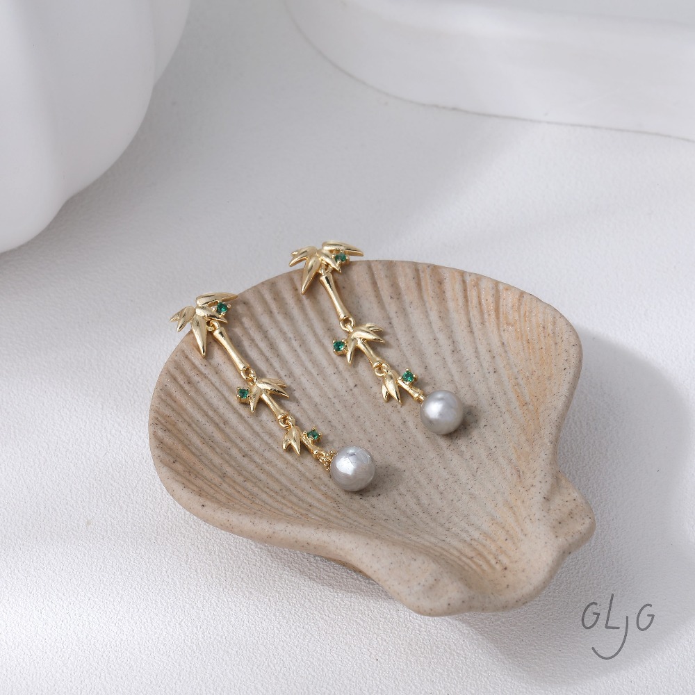 2PCS Bamboo Design Ear Studs B - Jewelry Making Earring Supplies recensione e prezzo