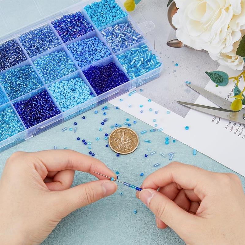 15000Pcs 15 Styles Blue Seed B - Seed Bead Tube recensione e prezzo