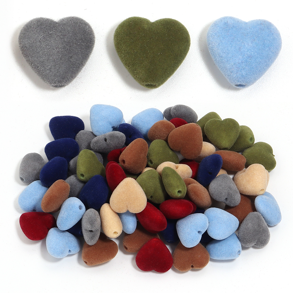 10pcs/lot Heart Flocking Acryl - Bead Mat Velvet recensione e prezzo
