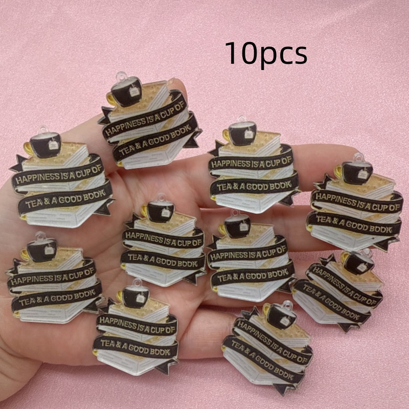 10pcs acrylic book coffee quot - Jewelry Making Quotes recensione e prezzo