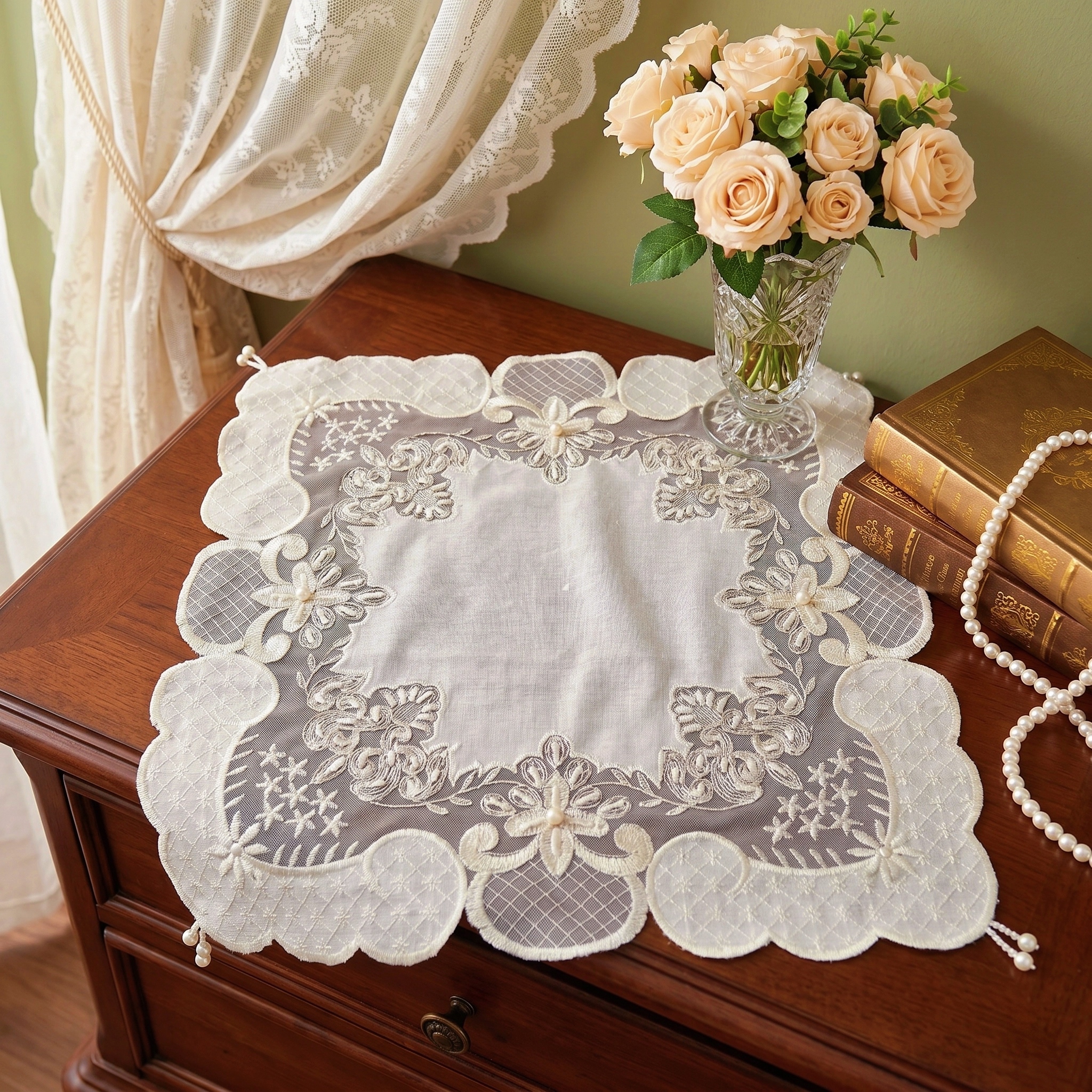 4pcs Square White Placemats Lu - Bead Mat Velvet recensione e prezzo