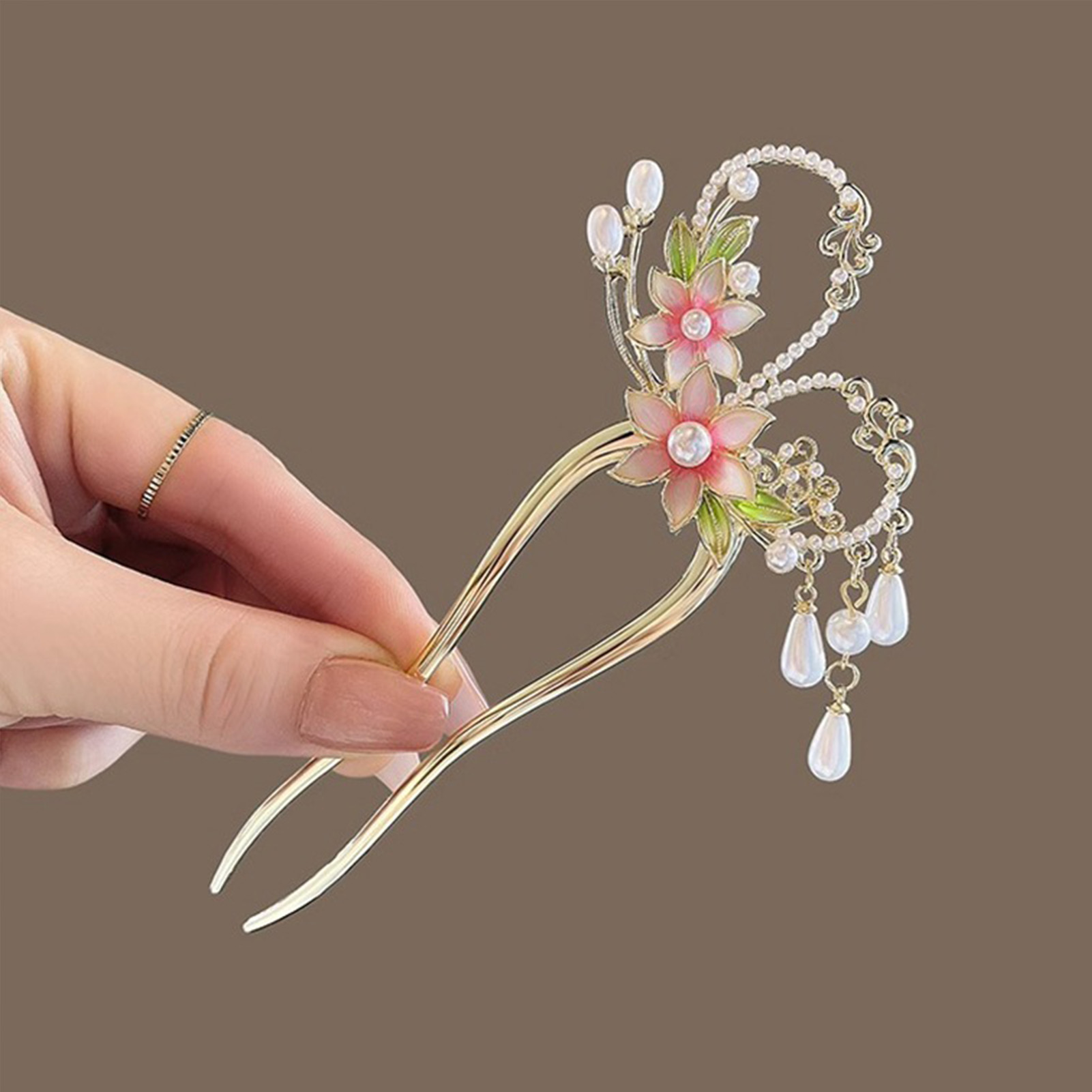 Elegant Pink Flower Hair Pin U - Jewelry Making Adults recensione e prezzo